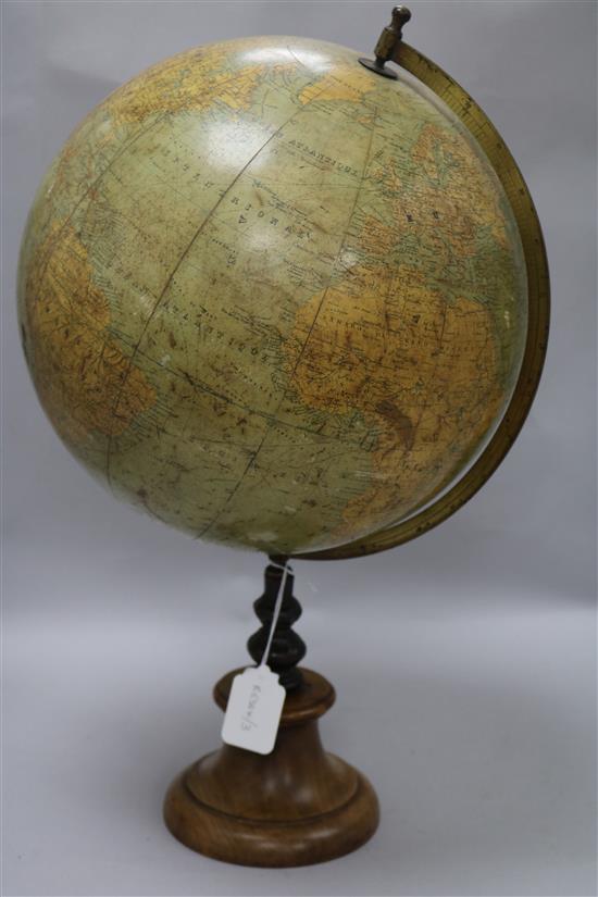 A French terrestrial globe on stand height 55cm